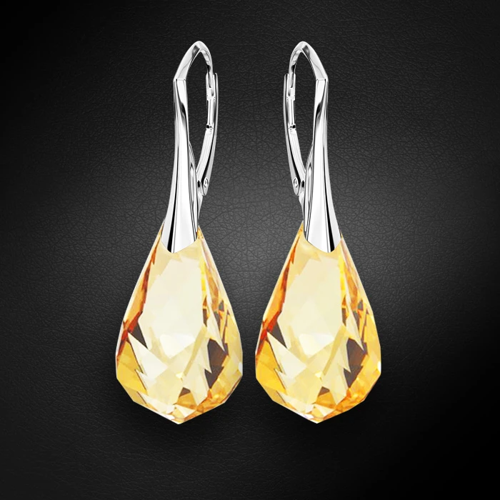 Diamond Sky Jewelry Sidabriniai auskarai „Helix (Golden Shadow)“ su Swarovski® kristalais