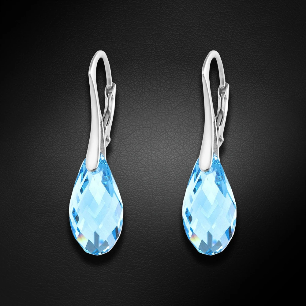 Diamond Sky Jewelry Sidabriniai auskarai „Enchanté (Aquamarine)“ su Swarovski® kristalais