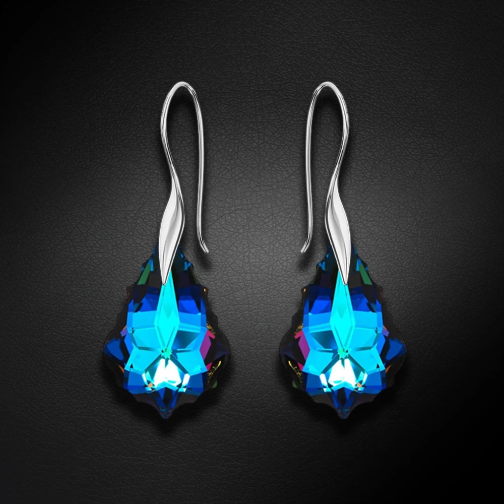 Diamond Sky Jewelry Sidabriniai auskarai „Baroque IV (Meridian Mėlyna)“ su Swarovski® kristalais