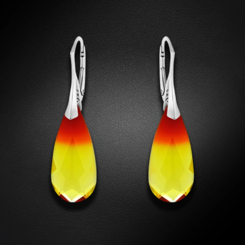 Diamond Sky Jewelry Sidabriniai auskarai „Rainbow Waterfall (Fireopal)“ su Swarovski® kristalais