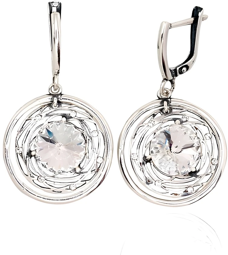Diamond Sky Jewelry Sidabriniai auskarai „Moon Halo“