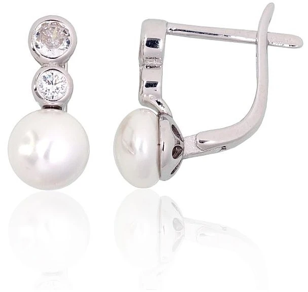 Diamond Sky Jewelry Sidabriniai auskarai su cirkoniais ir perlais „Galos X“