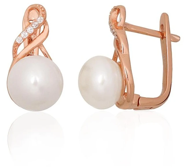 Diamond Sky Jewelry Sidabriniai auskarai su cirkoniais ir perlais „Fabiola IV“