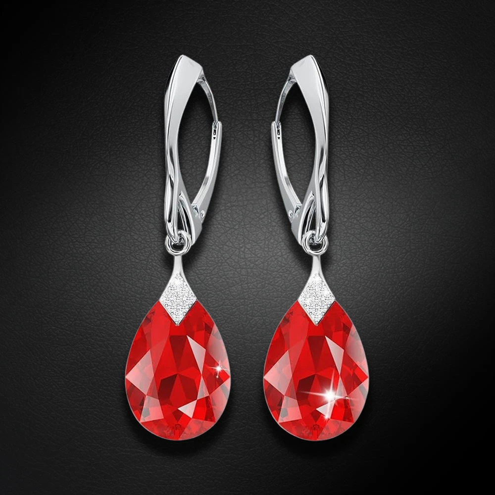 Diamond Sky Jewelry Sidabriniai auskarai „Moon Shine (Light Siam)“ su Swarovski® kristalais