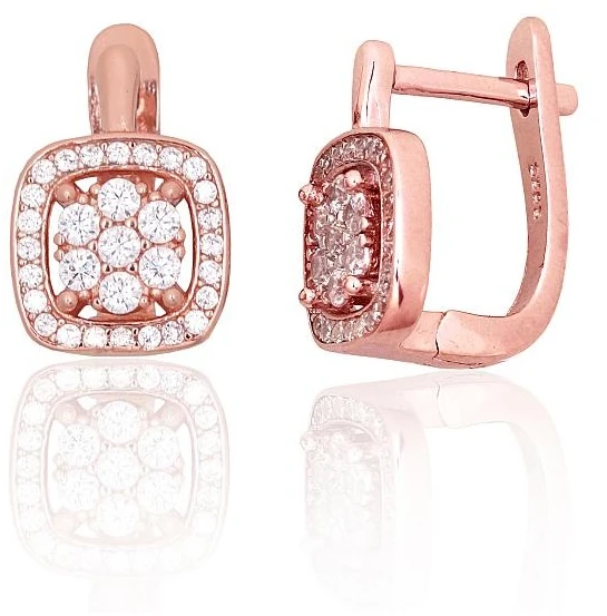 Diamond Sky Jewelry Sidabriniai auskarai su cirkoniais „Akmeninė Gėlė VI“