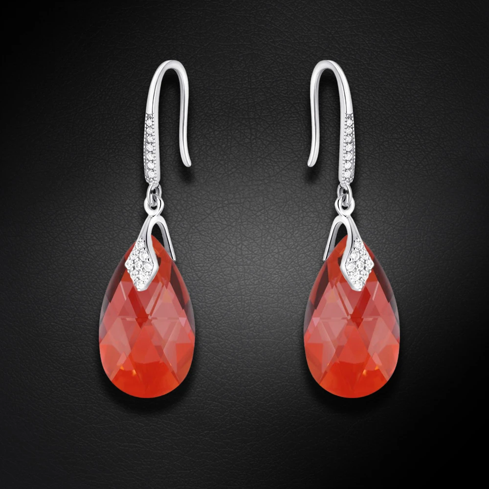 Diamond Sky Jewelry Sidabriniai auskarai „Baroque III (Raudona Magma)“ su Swarovski® kristalais