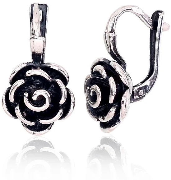 Diamond Sky Jewelry Sidabriniai auskarai „Juodas Rose“