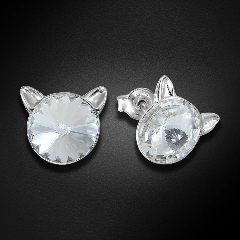 Diamond Sky Jewelry Sidabriniai auskarai „Cat“ su Swarovski® kristalais