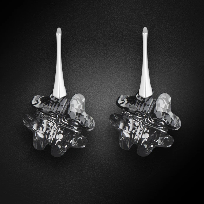 Diamond Sky Jewelry Sidabriniai auskarai „Clover (Sidabrinis Night)“ su Swarovski® kristalais