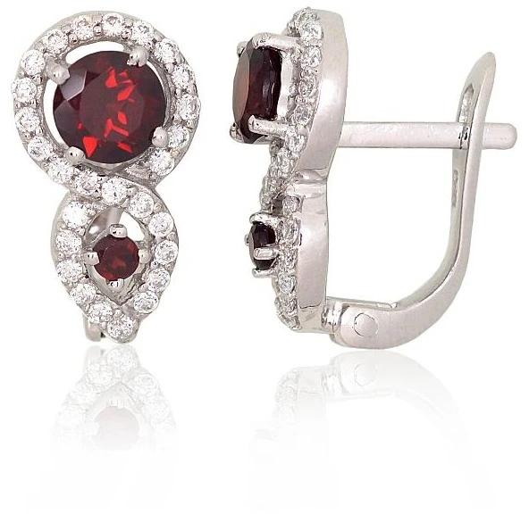 Diamond Sky Jewelry Sidabriniai auskarai su cirkoniais ir granatais „Sophie“