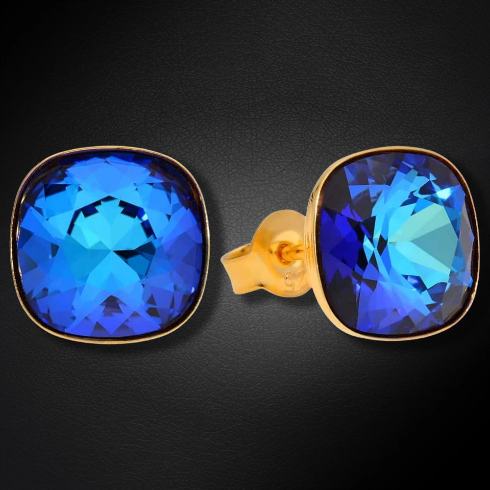 Diamond Sky Jewelry Sidabriniai auskarai „Glare (Bermuda Mėlyna)“ su Swarovski® kristalais