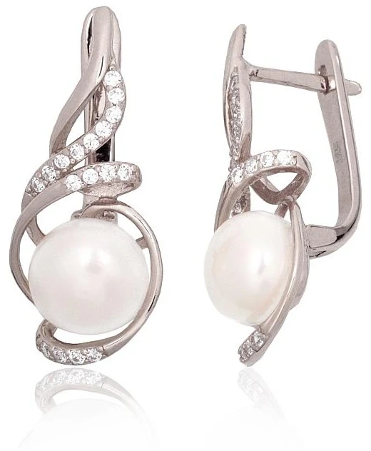 Diamond Sky Jewelry Sidabriniai auskarai su cirkoniais ir perlais „Fabiola VI“