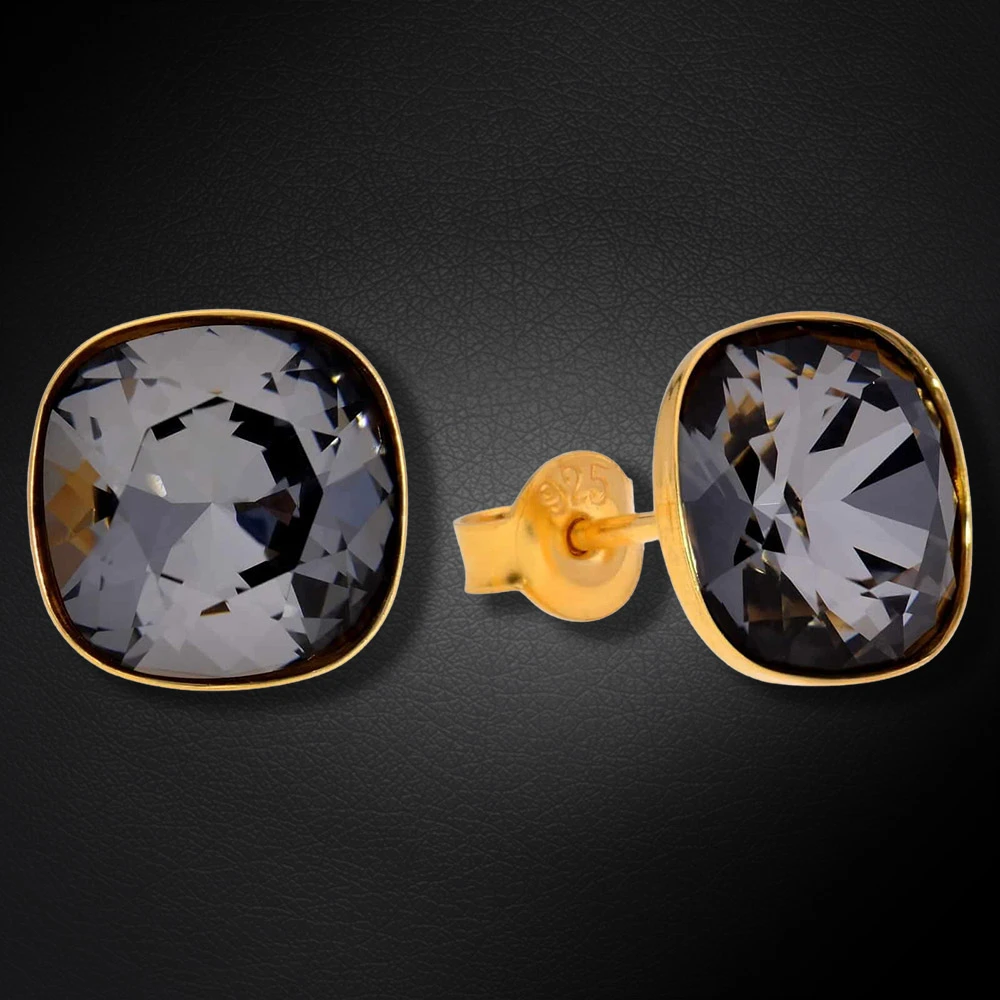 Diamond Sky Jewelry Sidabriniai auskarai „Glare (Sidabrinis Night)“ su Swarovski® kristalais