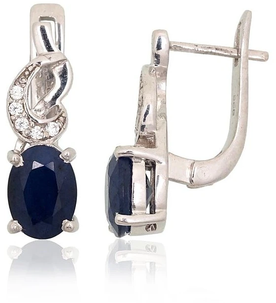 Diamond Sky Jewelry Sidabriniai auskarai su cirkoniais ir safyrais „Splendor Sapphire“