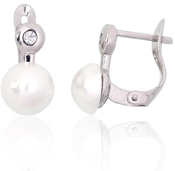 Diamond Sky Jewelry Sidabriniai auskarai su cirkoniais ir perlais „Galos II“