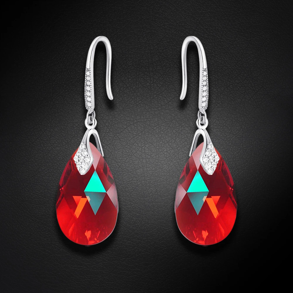 Diamond Sky Jewelry Sidabriniai auskarai „Baroque III (Light Siam Shimmer)“ su Swarovski® kristalais