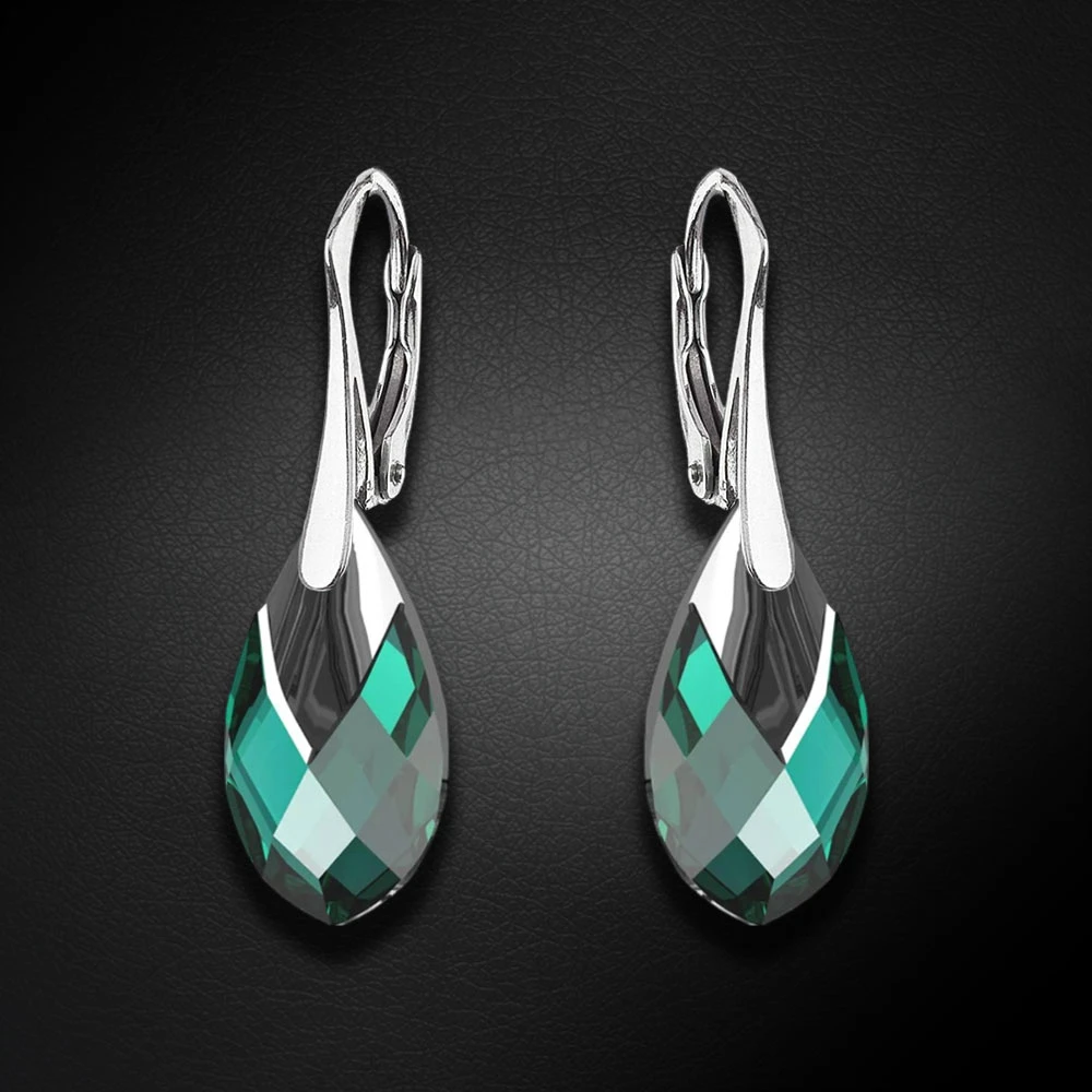 Diamond Sky Jewelry Sidabriniai auskarai „Baroque II (Emerald Light Chrome)“ su Swarovski® kristalais