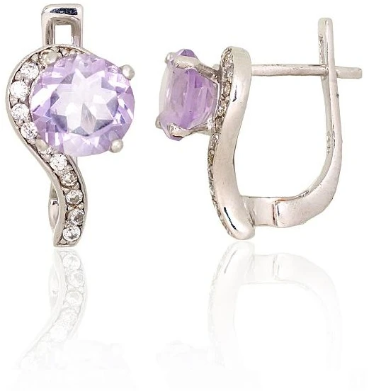Diamond Sky Jewelry Sidabriniai auskarai su cirkoniais ir ametistais „Melody“
