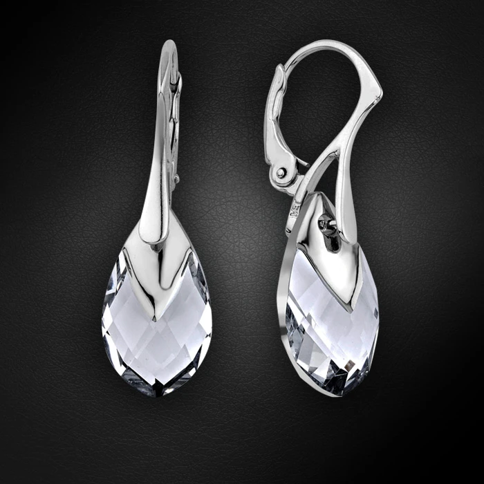 Diamond Sky Jewelry Sidabriniai auskarai „Baroque II (Light Chrome)“ su Swarovski® kristalais