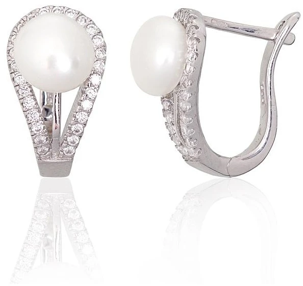Diamond Sky Jewelry Sidabriniai auskarai su cirkoniais ir perlais „Pearl Muse IV“