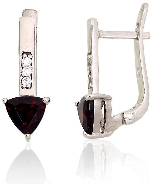 Diamond Sky Jewelry Sidabriniai auskarai su cirkoniais ir granatais „Temptation II“
