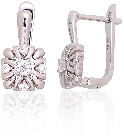 Diamond Sky Jewelry Sidabriniai auskarai su cirkoniais „Saulėta Gėlė II“