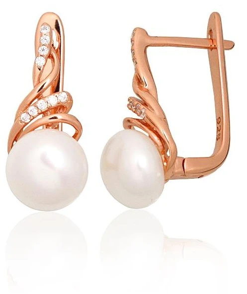 Diamond Sky Jewelry Sidabriniai auskarai su cirkoniais ir perlais „Fabiola“