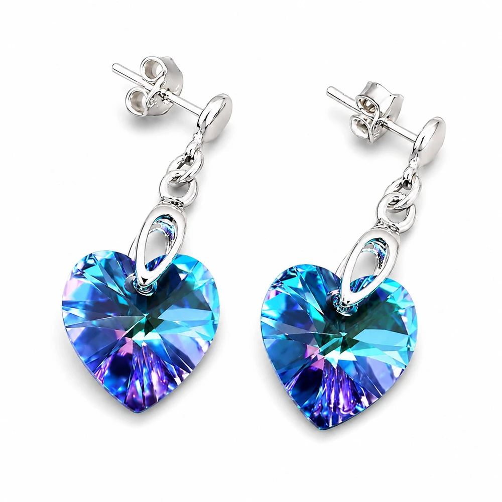 Diamond Sky Jewelry Sidabriniai auskarai „Romantic Heart II (Vitrail Light)“ su Swarovski® kristalais