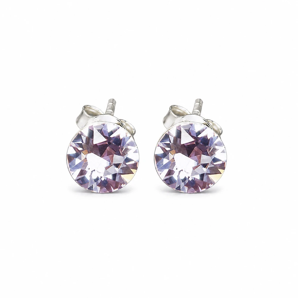 Diamond Sky Jewelry Sidabriniai auskarai moterims DiamondSky „Classic II (Violet)“ su Swarovski kristalais