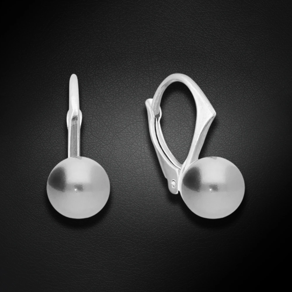 Diamond Sky Jewelry Sidabriniai auskarai „Rani (Light Pilkas)“ su Swarovski® perlais