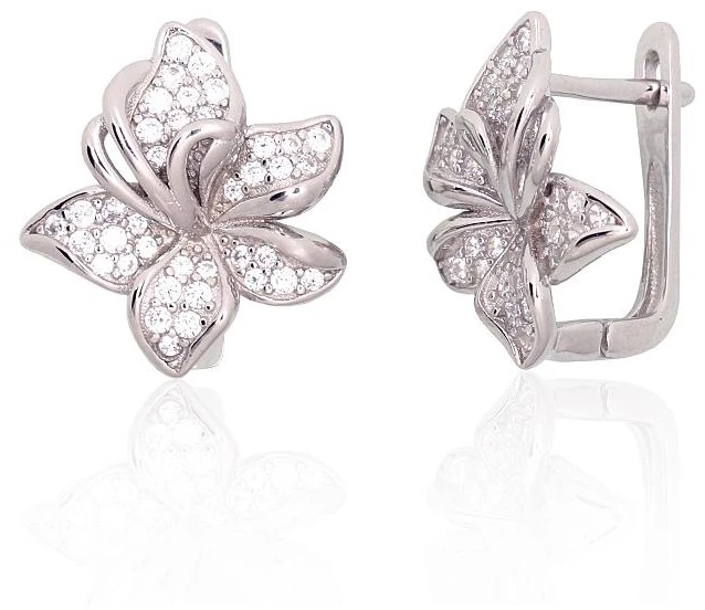 Diamond Sky Jewelry Sidabriniai auskarai su cirkoniais „Frost Petal II“
