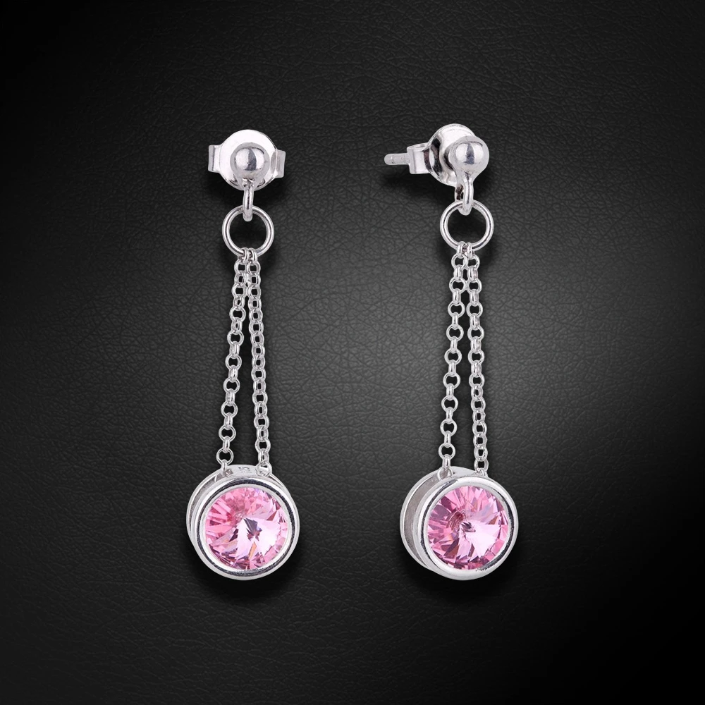 Diamond Sky Jewelry Sidabriniai auskarai „Bonbon (Light Rose)“ su Swarovski® kristalais