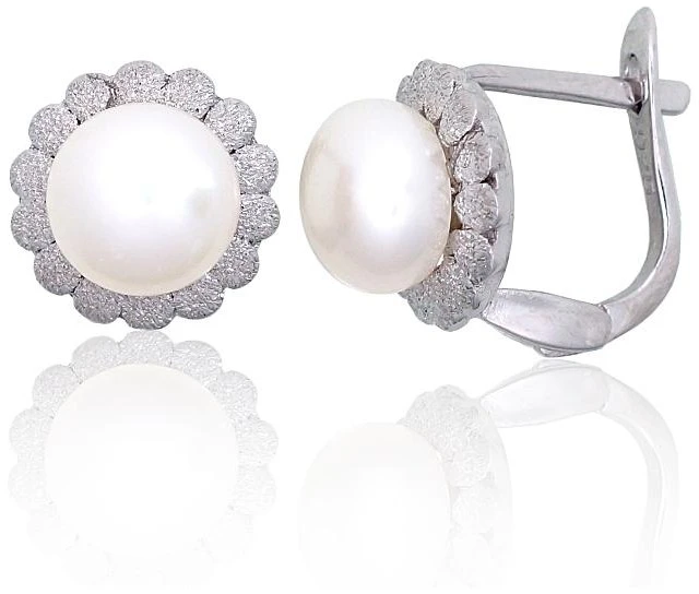 Diamond Sky Jewelry Sidabriniai auskarai su perlais „Pearl Grace II“