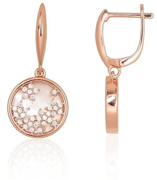 Diamond Sky Jewelry Sidabriniai auskarai su cirkoniais ir perlamutru „Moonlit Cluster“