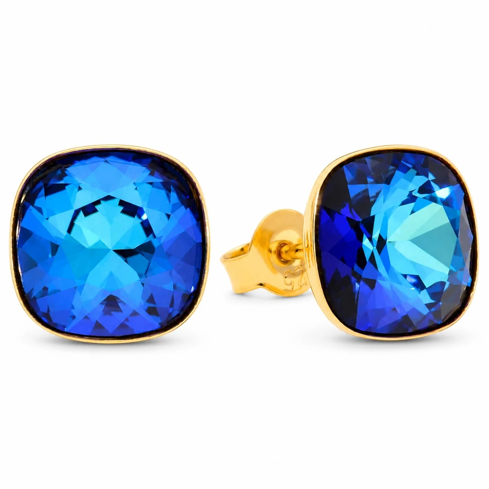 Diamond Sky Jewelry Sidabriniai auskarai „Glare (Bermuda Mėlyna)“ su Swarovski® kristalais