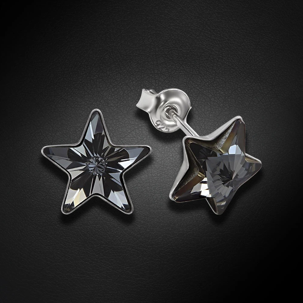 Diamond Sky Jewelry Sidabriniai auskarai „Star (Sidabrinis Night)“ su Swarovski® kristalais