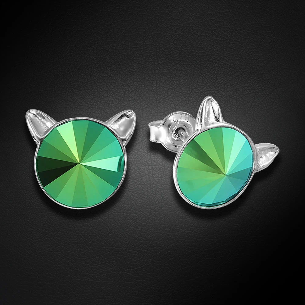 Diamond Sky Jewelry Sidabriniai auskarai „Cat (Scarabaeus Žalias)“ su Swarovski® kristalais