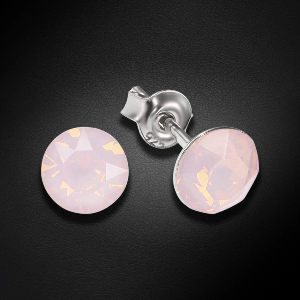 Diamond Sky Jewelry Sidabriniai auskarai „Classic (Rose Vanduo Opal)“ su Swarovski® kristalais