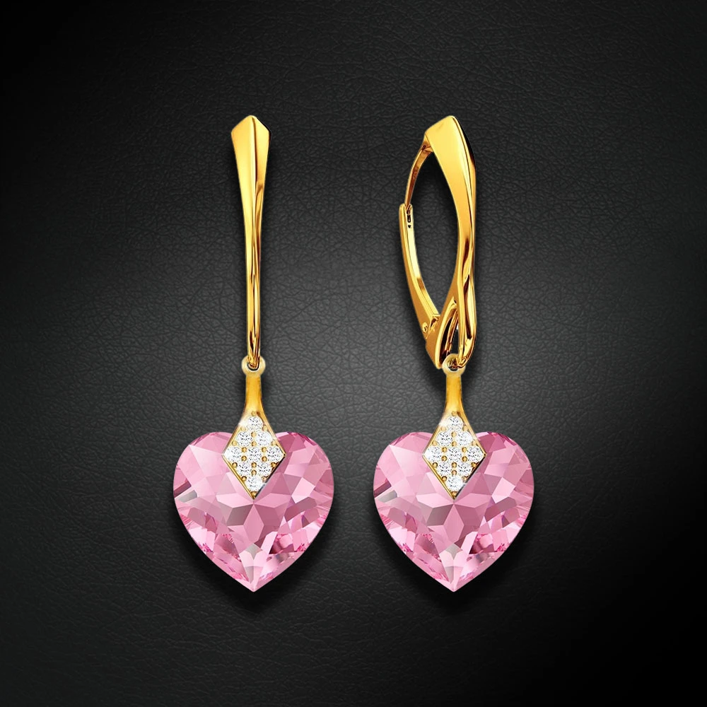 Diamond Sky Jewelry Sidabriniai auskarai „Cute Valentine (Light Rose)“ su Swarovski® kristalais