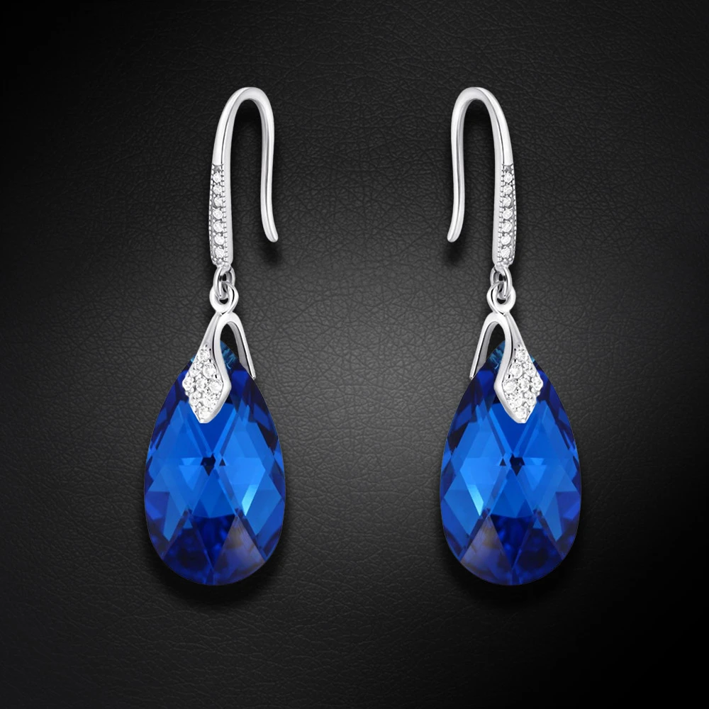 Diamond Sky Jewelry Sidabriniai auskarai „Baroque III (Capri Mėlyna Comet Argent Light)“ su Swarovski® kristalais