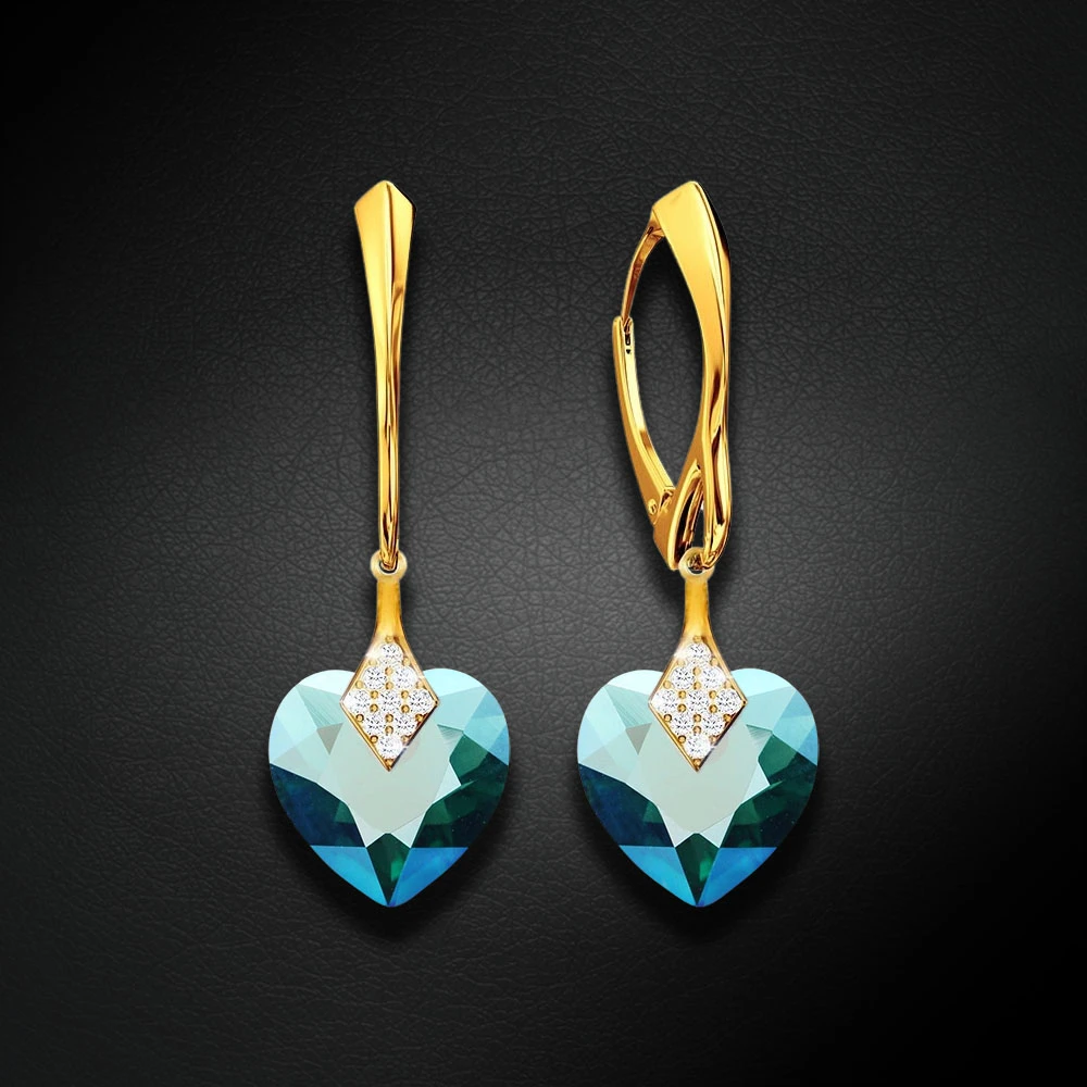 Diamond Sky Jewelry Sidabriniai auskarai „Cute Valentine (Emerald Shimmer)“ su Swarovski® kristalais