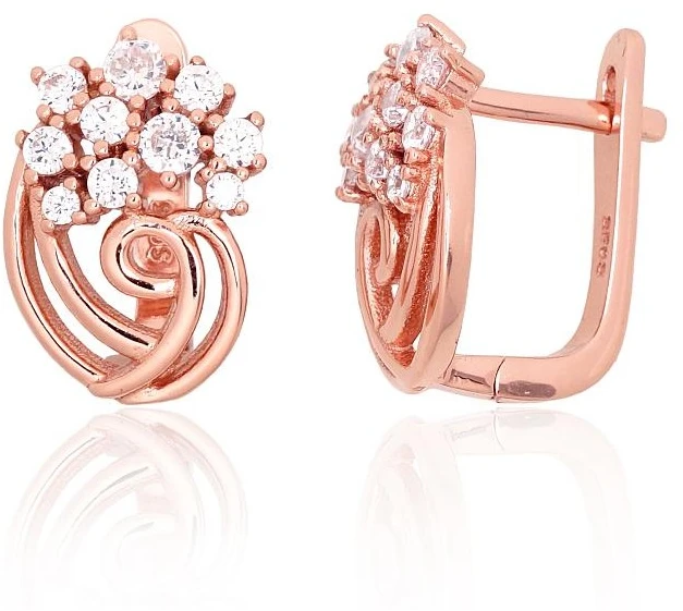 Diamond Sky Jewelry Sidabriniai auskarai su cirkoniais „Auksinė Gėlė II“