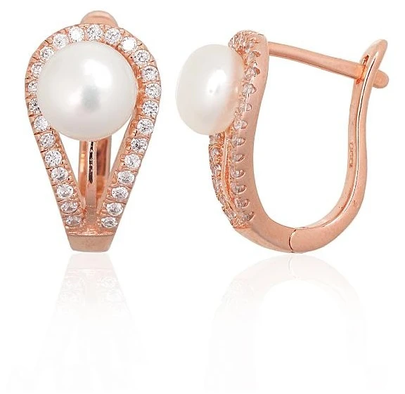 Diamond Sky Jewelry Sidabriniai auskarai su cirkoniais ir perlais „Pearl Muse II“