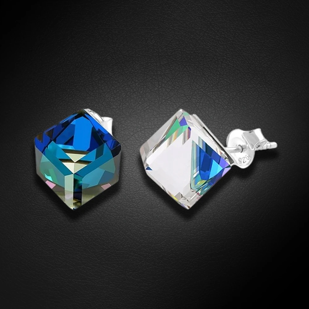 Diamond Sky Jewelry Sidabriniai auskarai „Rubicon II (Bermuda Mėlyna)“ su Swarovski® kristalais