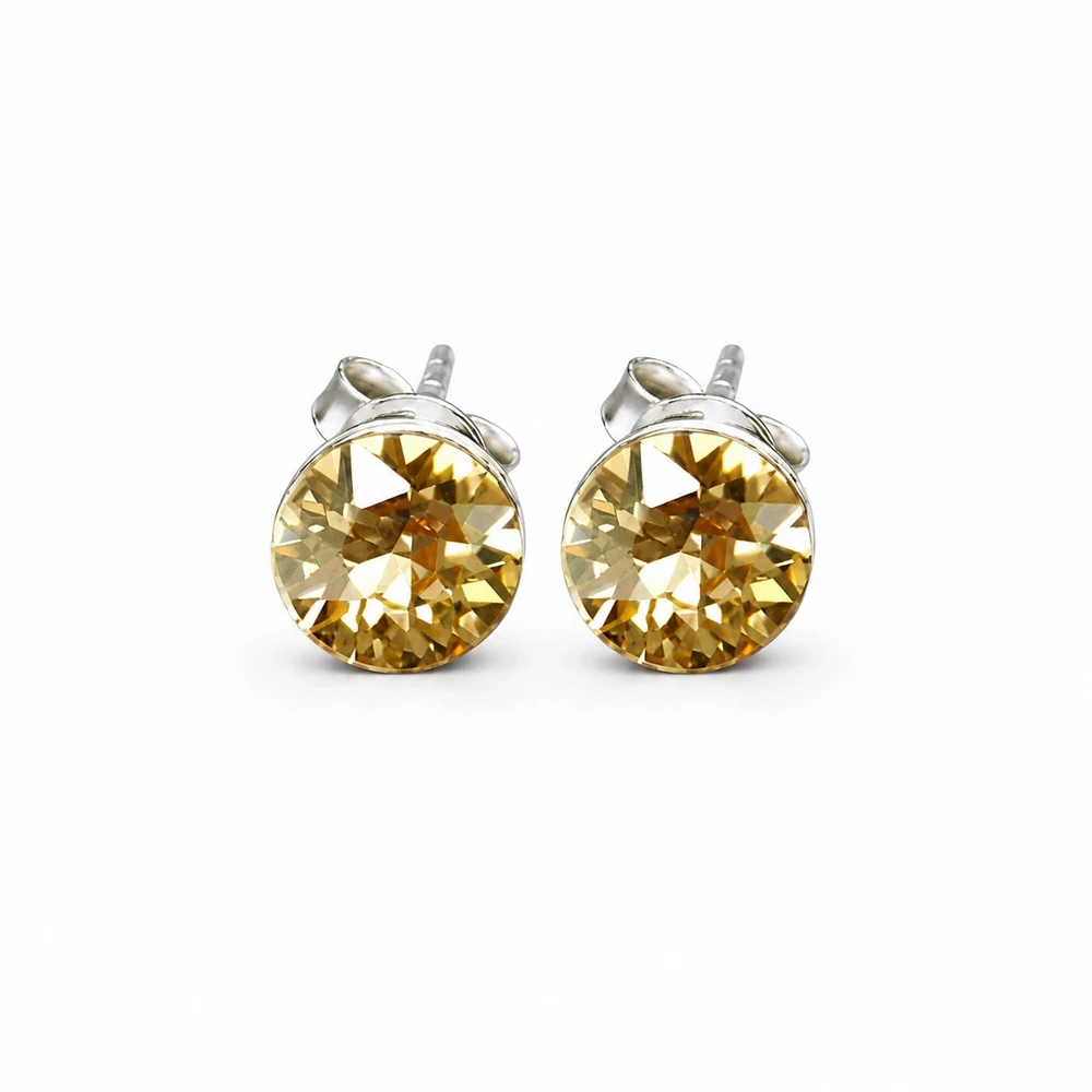 Diamond Sky Jewelry Sidabriniai auskarai „Classic II (Golden Shadow)“ su Swarovski® kristalais