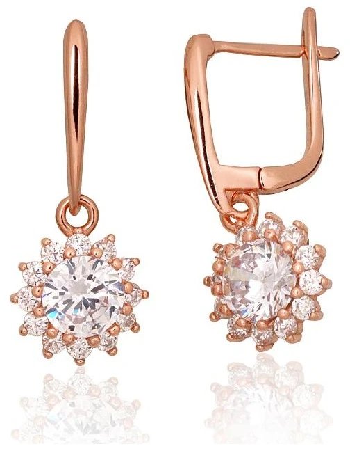 Diamond Sky Jewelry Sidabriniai auskarai su cirkoniais „Auksinė Gėlė“