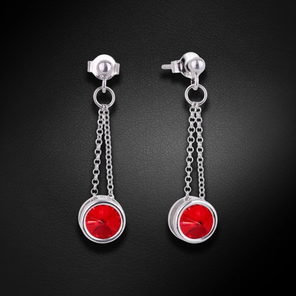 Diamond Sky Jewelry Sidabriniai auskarai „Bonbon (Light Siam)“ su Swarovski® kristalais