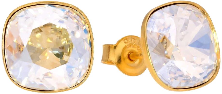 Diamond Sky Jewelry Sidabriniai auskarai „Glare (Golden Shadow)“ su Swarovski® kristalais