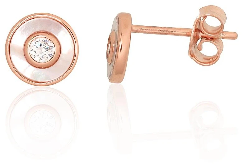Diamond Sky Jewelry Sidabriniai auskarai su cirkoniais ir perlamutru „Moonrise“