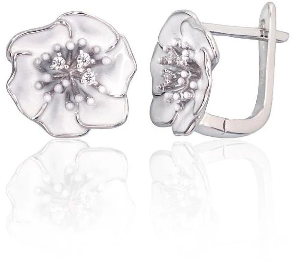Diamond Sky Jewelry Sidabriniai auskarai su cirkoniais ir emaliu „Tango III“